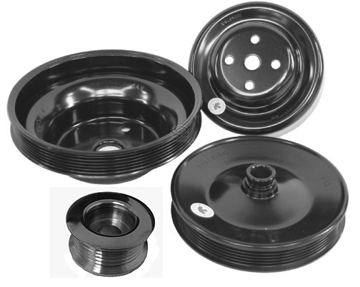 SBC reverse rotation long water pump complete serpentine pulley set