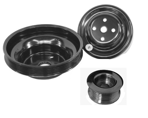 Sbc reverse rotation long water pump serpentine pulley set W/o power steering pump pulley