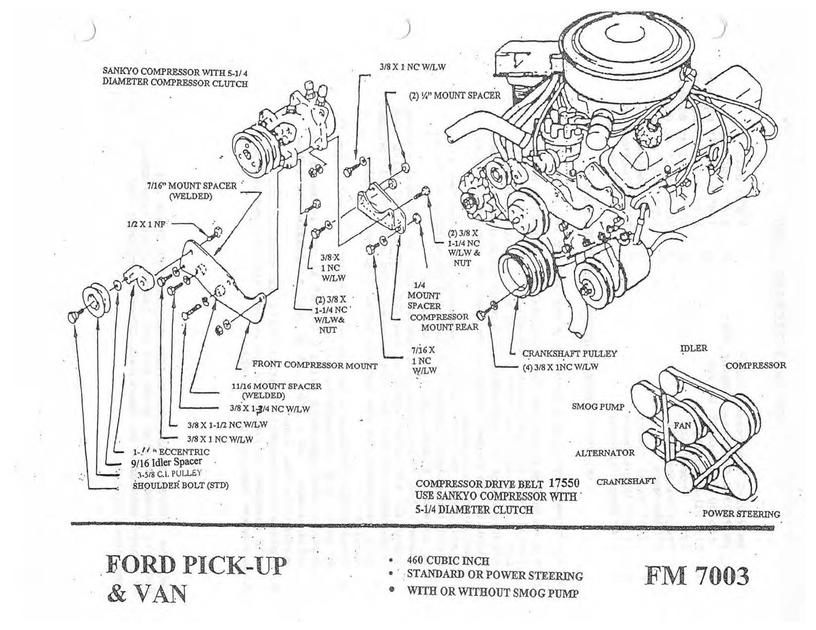 1974 - 1980 460 Ci Ford Compressor Mount Kit