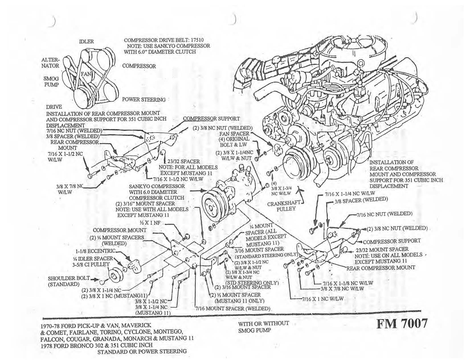 1970 - 1978 302 351 CID Engine Compressor Bracket