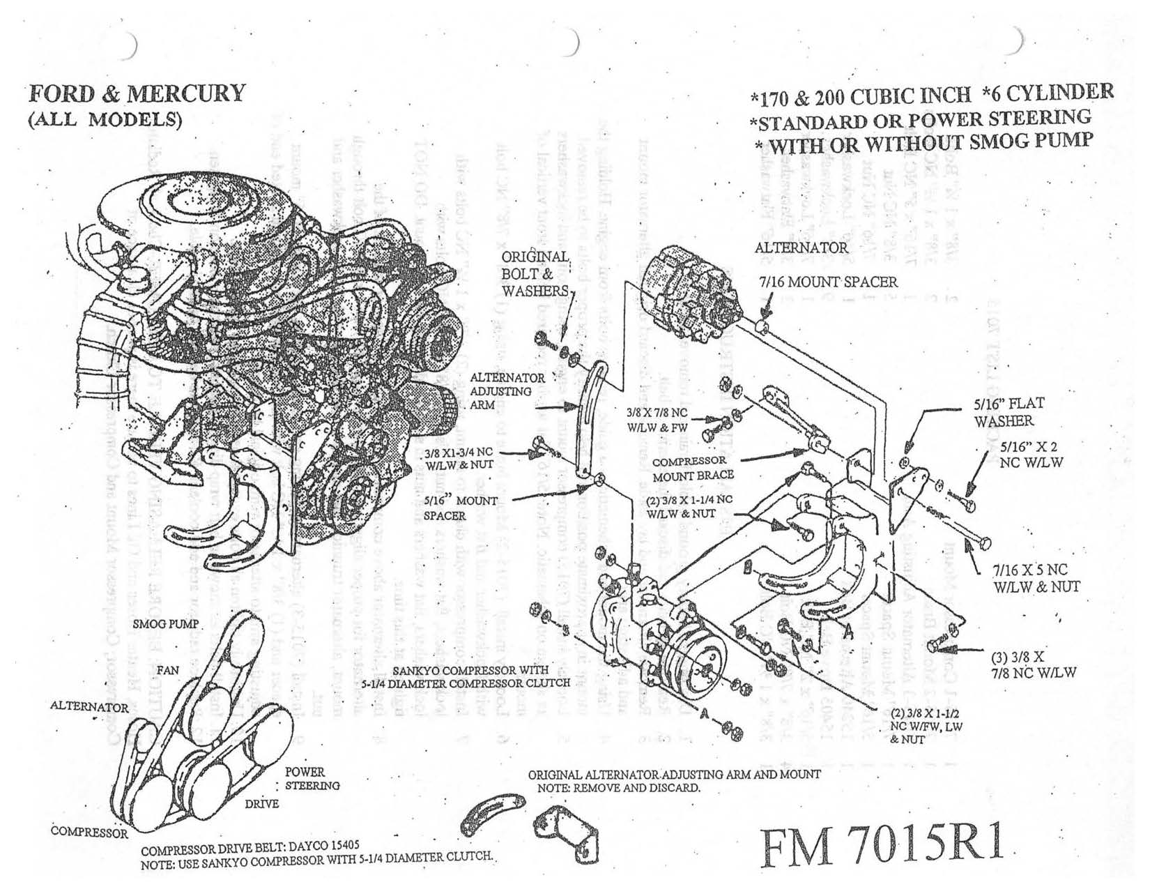 1968-1981 170-200 Ci Six Cylinder Compressor Mount Kit