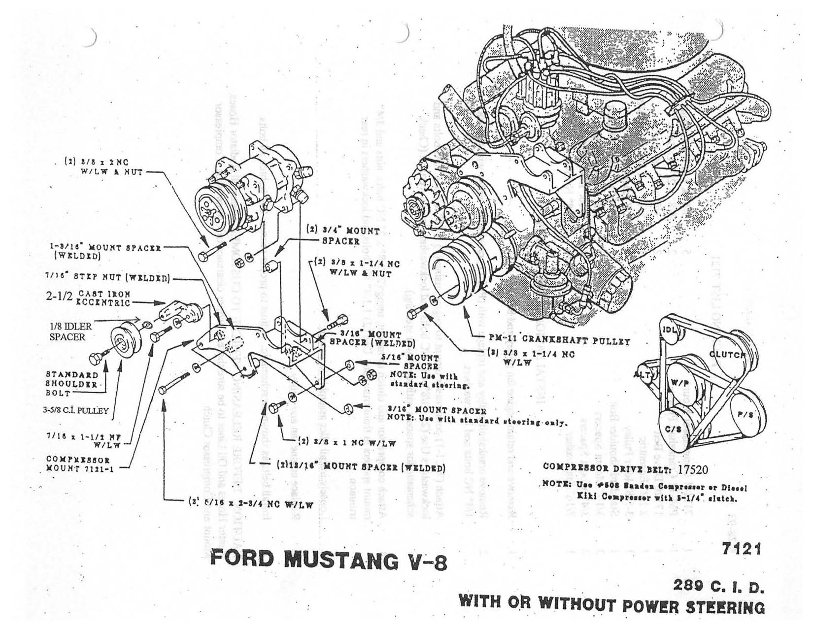1965 1966 Ford 289 Compressor Mount Kit