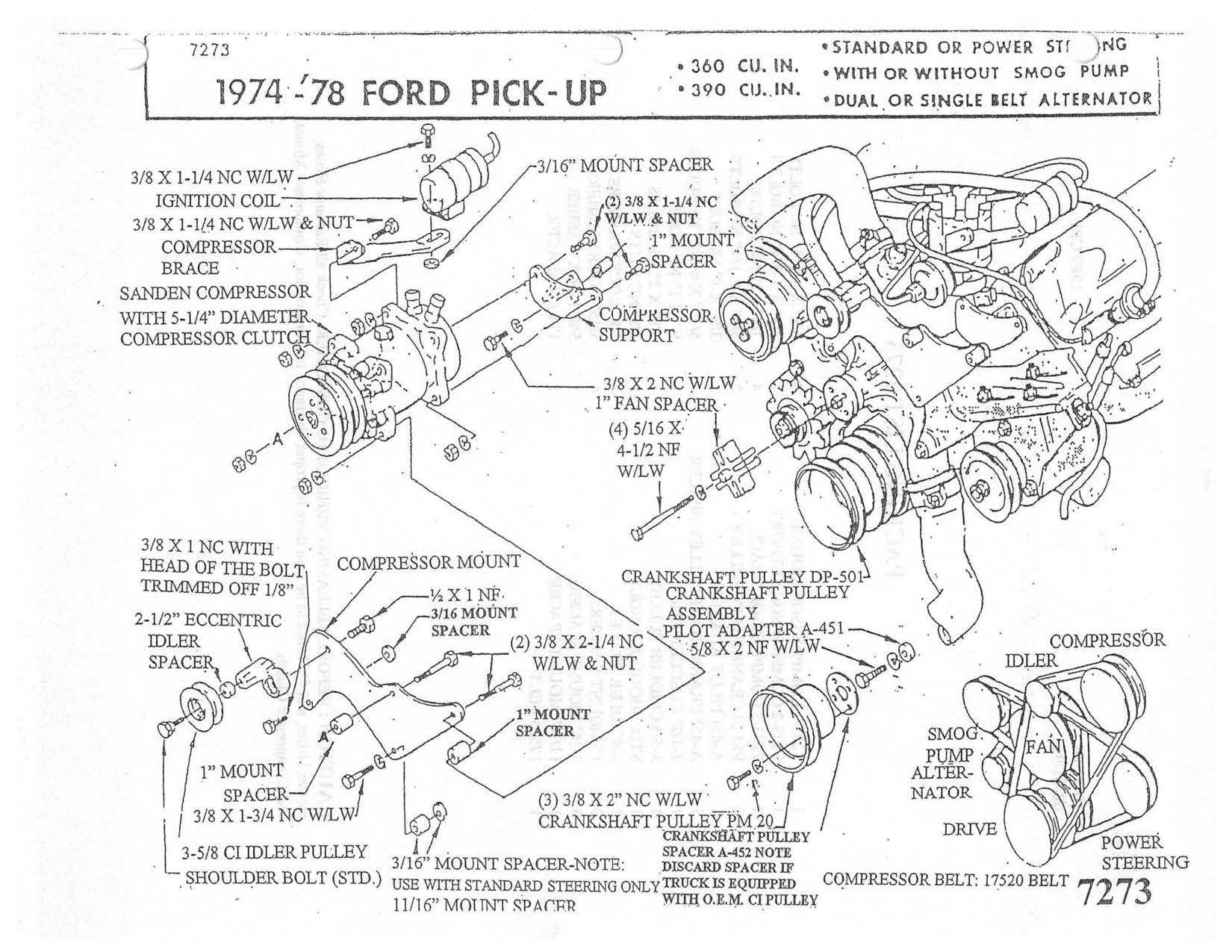 1974 - 1978 360 390 Ci Engine Compressor Bracket
