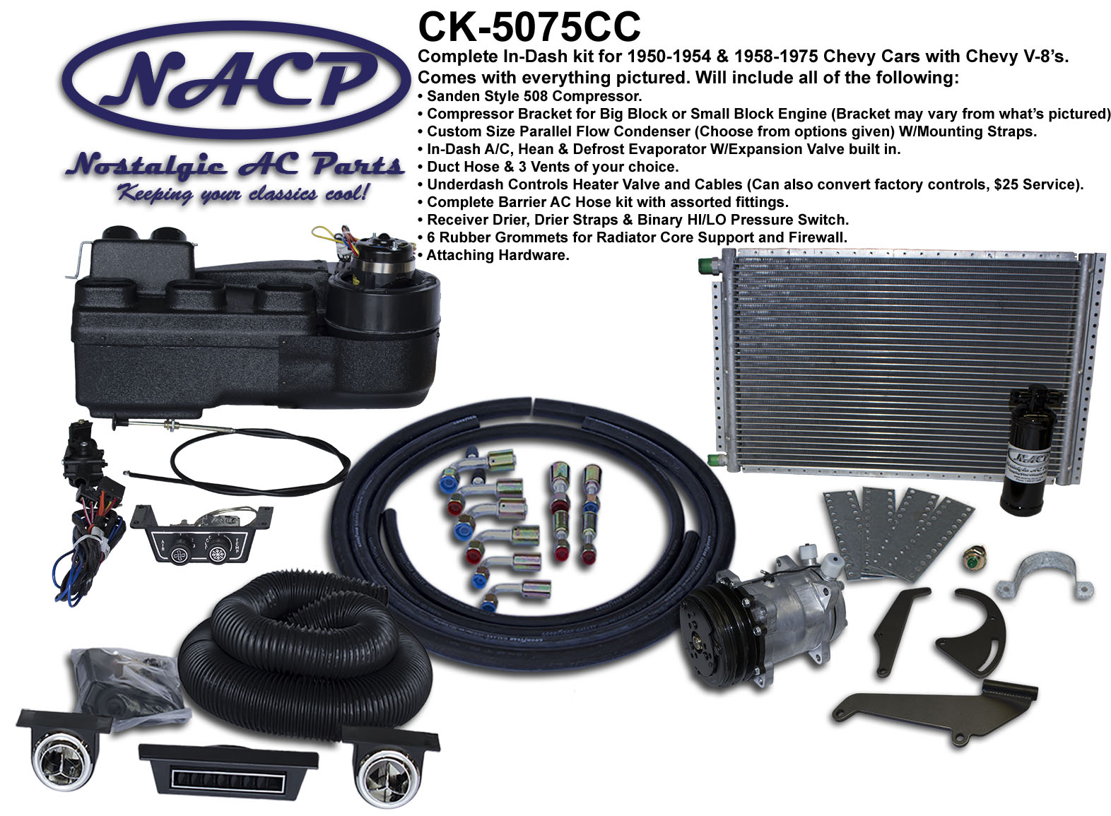 1950 - 1954 & 1958 - 1975 Indash A/C Heat System